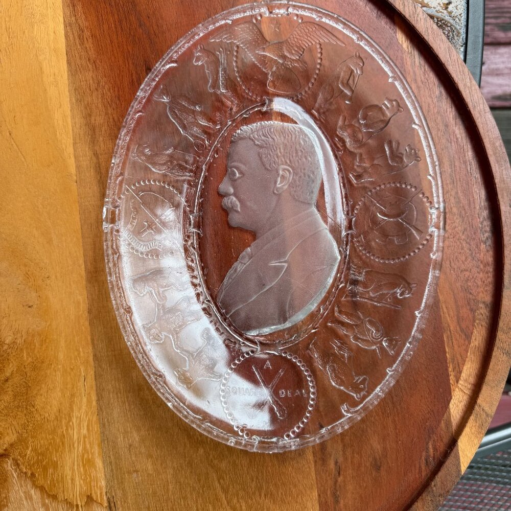 Antique Teddy Roosevelt “A Square Deal” Oval Commemorative Plate